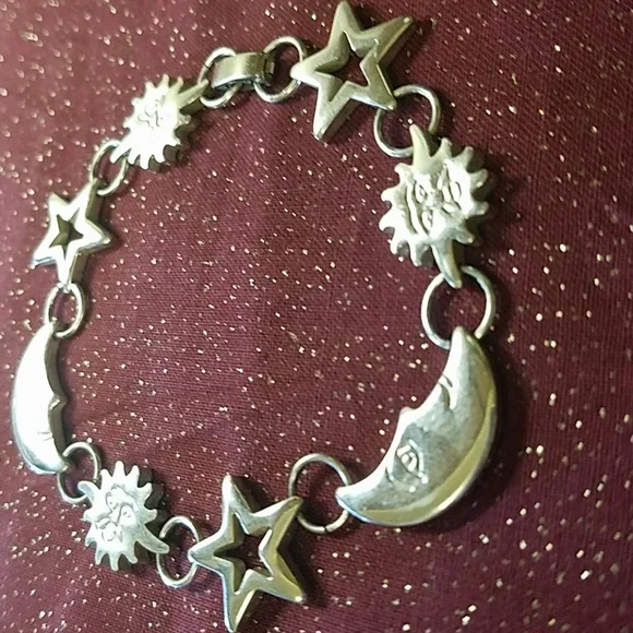 Taxco Silver Sun and Moon Bracelet - Picture 3 of 5